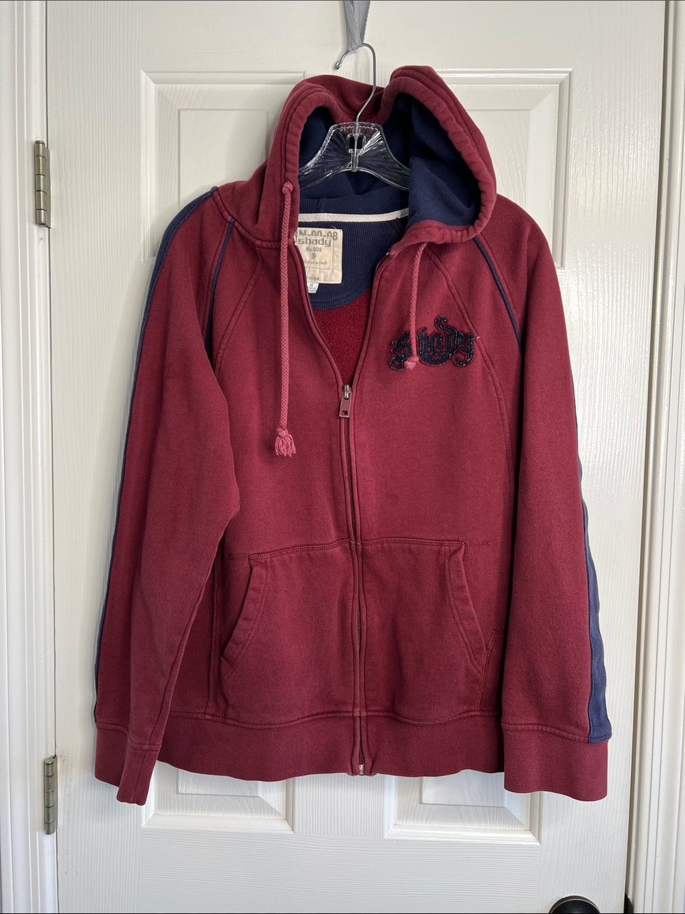 Vintage Y2K Shady maroon & navy zip hoodie men’s medium